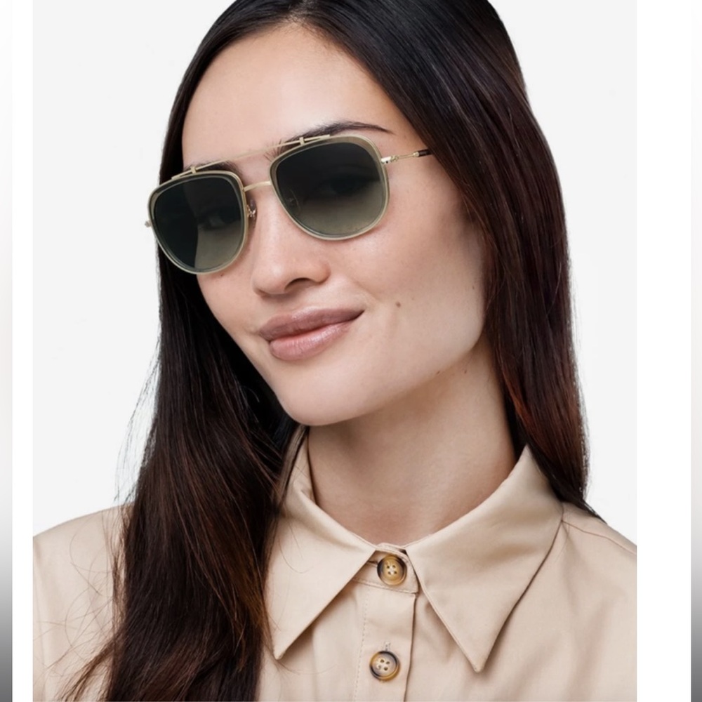 NWOT KREWE Breton Aviator Sunglasses in Matcha/Pine. Polarized. - Picture 4 of 8